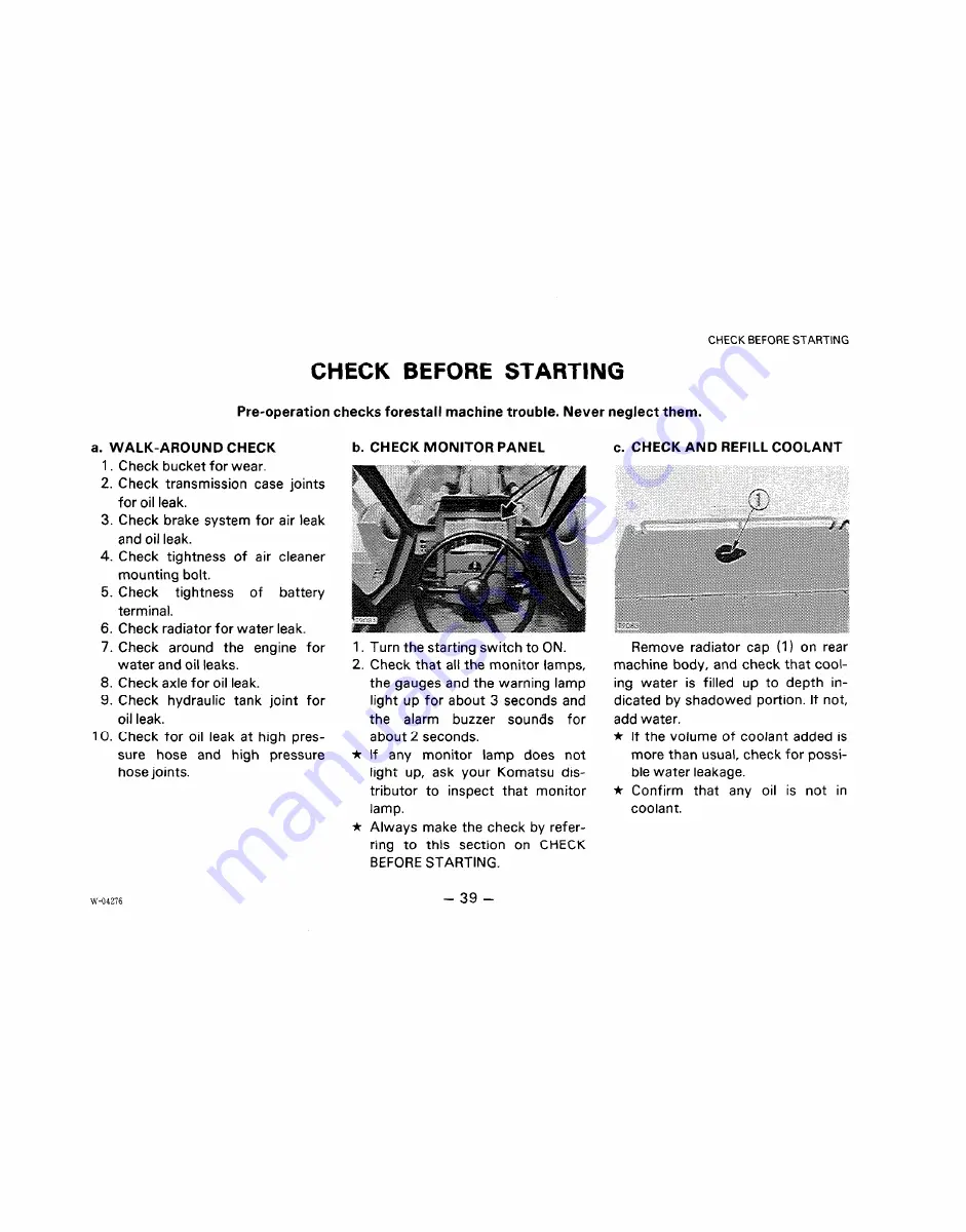 Komatsu WA800-1 Operation & Maintenance Manual Download Page 40