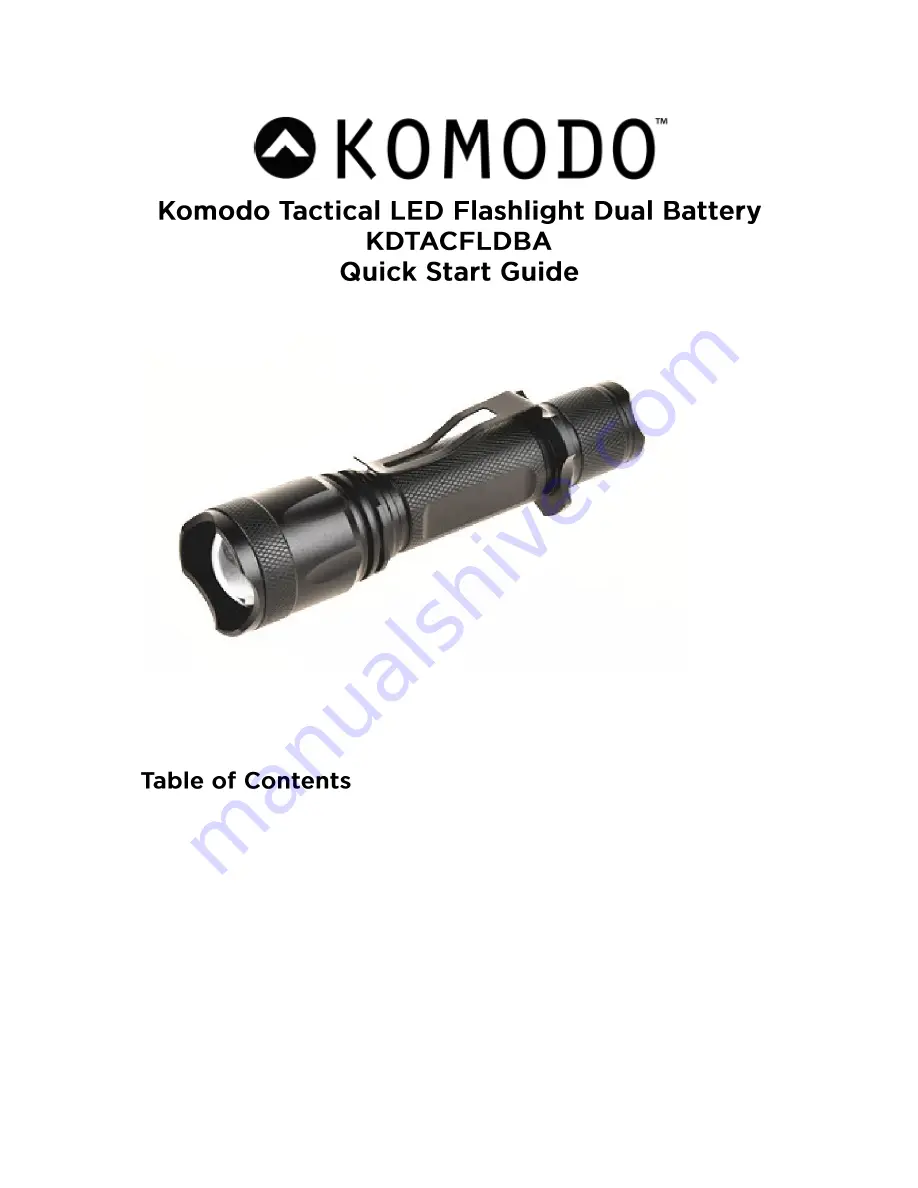 komodo KDTACFLDBA Quick Start Manual Download Page 1