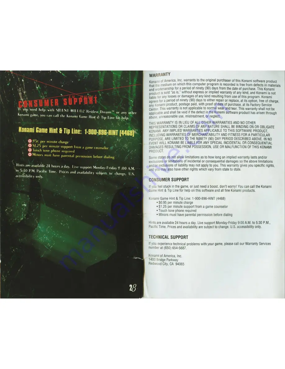 Konami SILENT HILL 2-RESTLESS DREAMS Manual Download Page 16