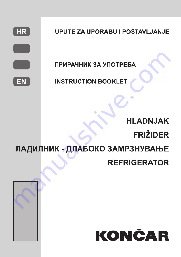 Koncar H1A 60 325.BF Instruction Booklet Download Page 1