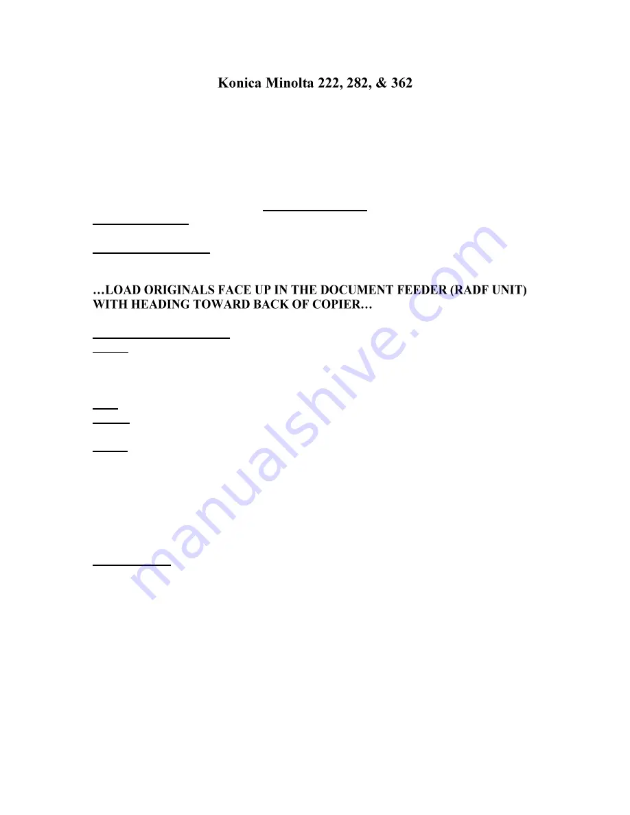 Konica Minolta Bizhub 222 Instructions Manual Download Page 1