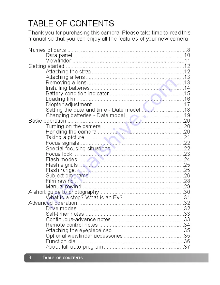 Konica Minolta DYNAX 30 Manual Download Page 6