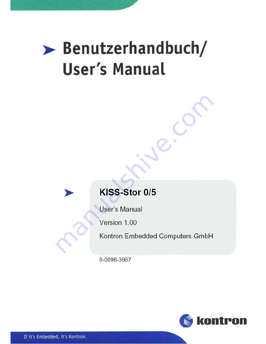 Kontron Kiss-Stor 0/5 User Manual Download Page 1