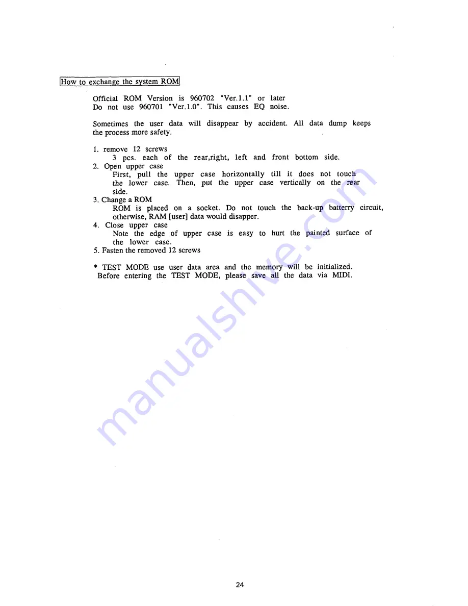 Korg 168RC Service Manual Download Page 24