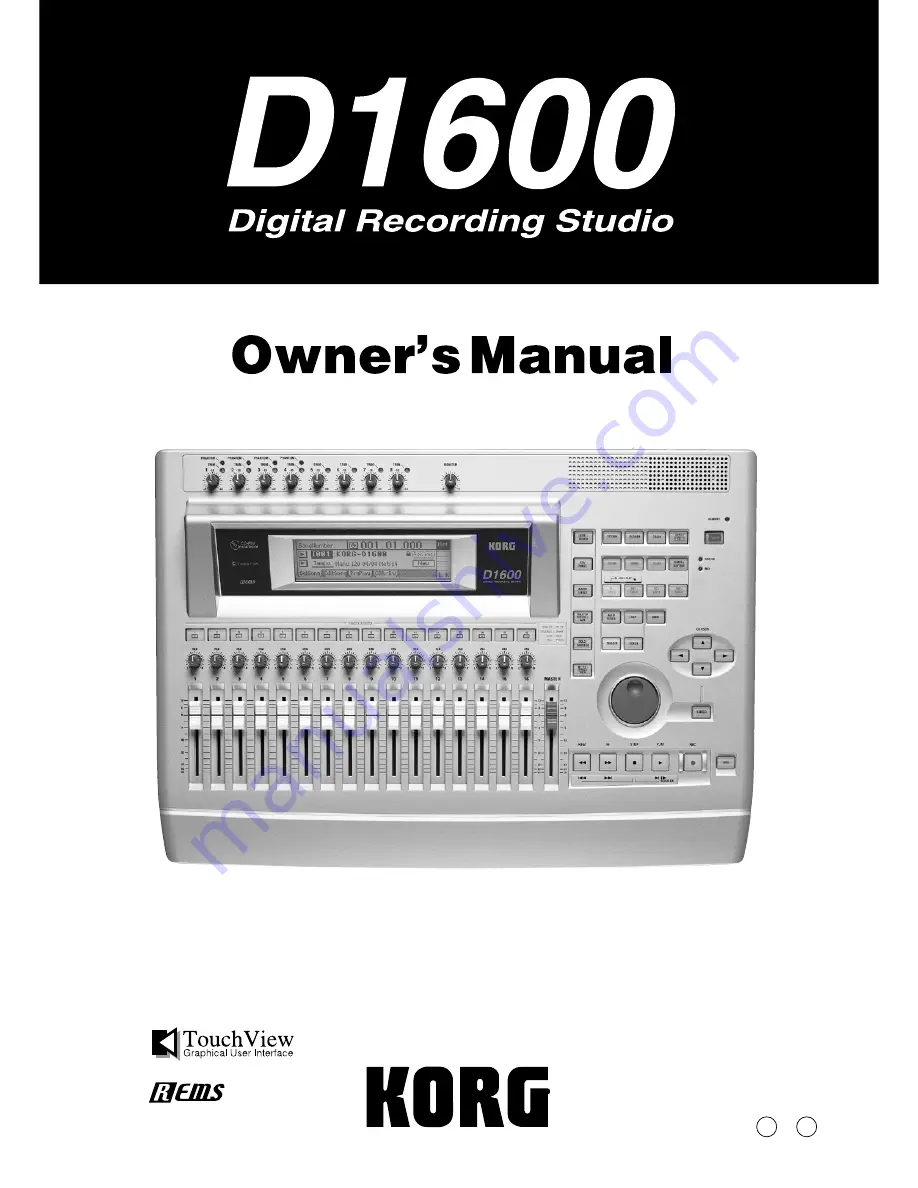 Korg D1600 Скачать руководство пользователя страница 1