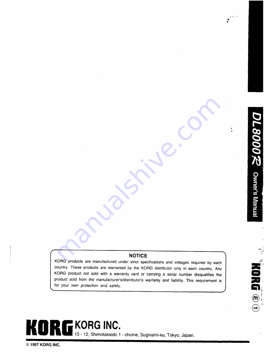 Korg DL 8000R Owner'S Manual Download Page 20