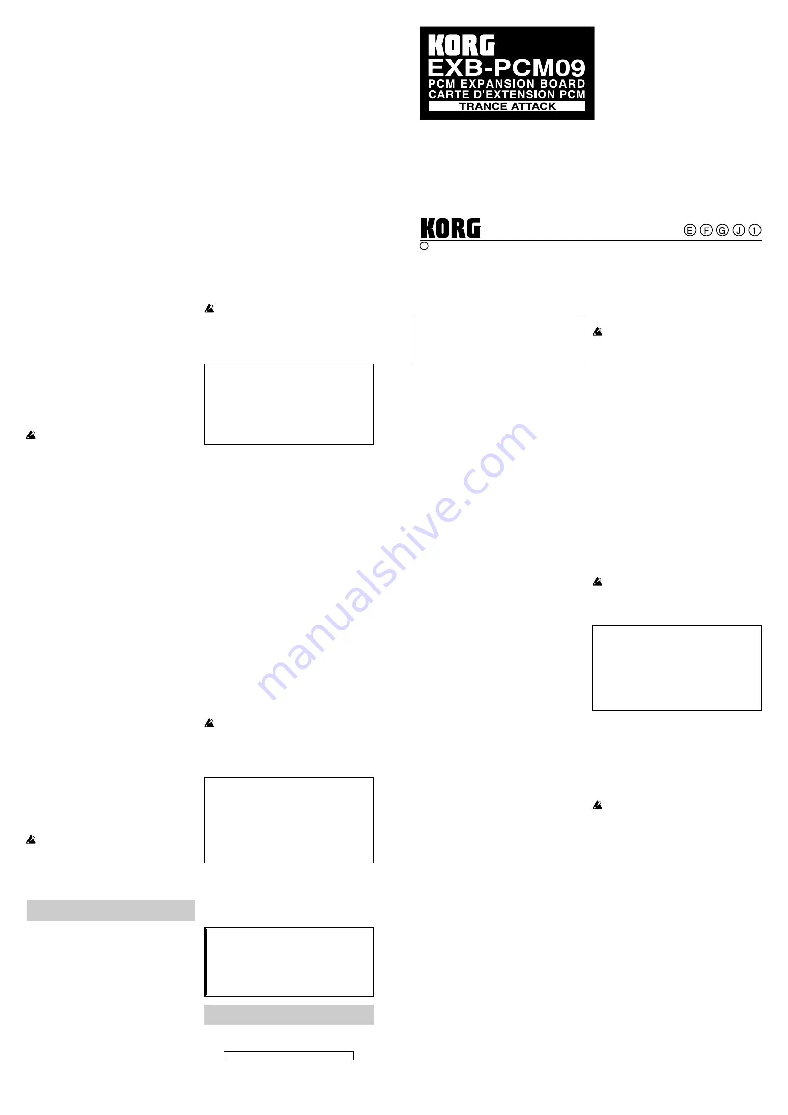 Korg EXB-PCM09 Owner'S Manual Download Page 1