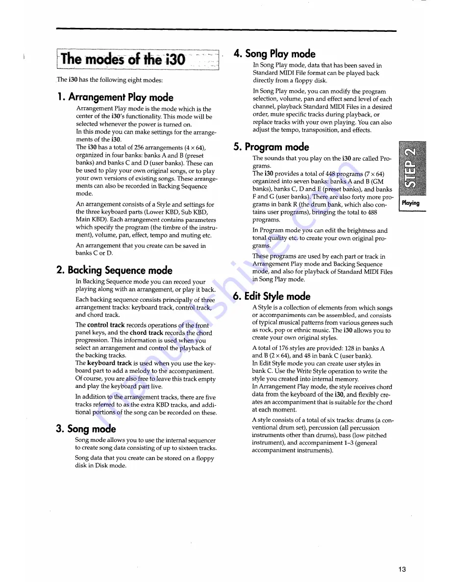 Korg i30 Player'S Manual Download Page 17