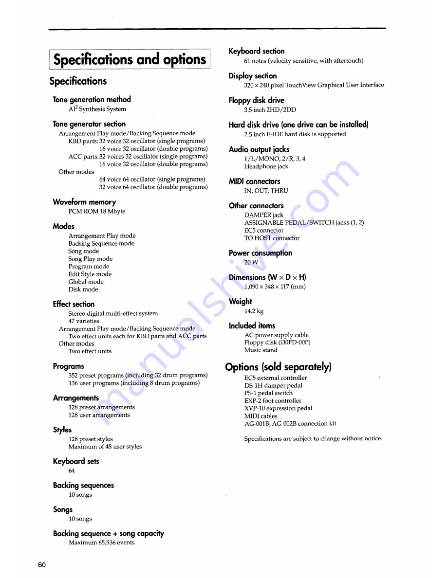 Korg i30 Player'S Manual Download Page 64