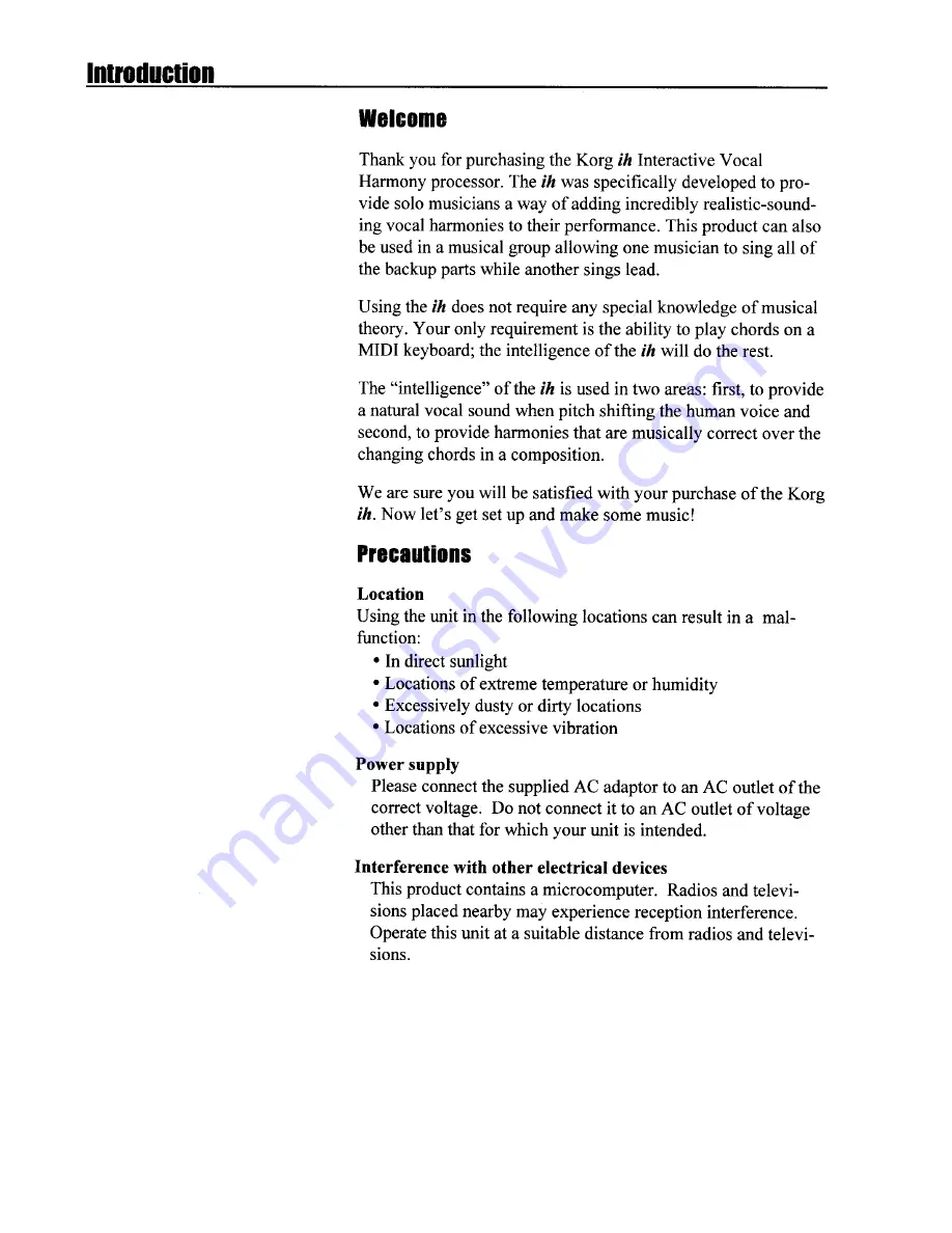 Korg ih User Manual Download Page 3