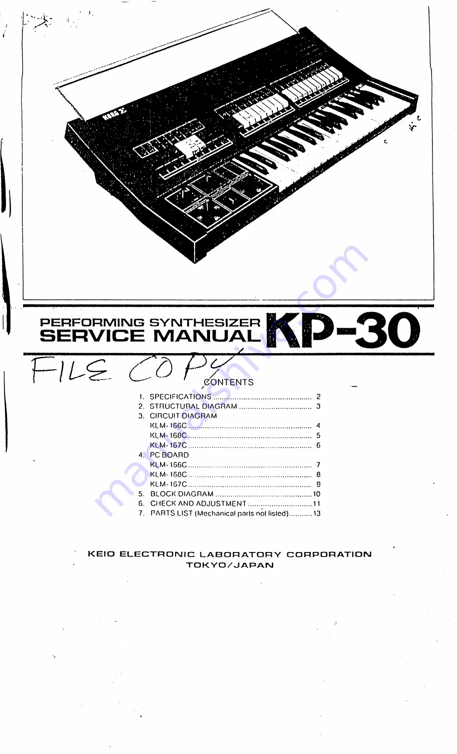 Korg KP-30 Service Manual Download Page 1