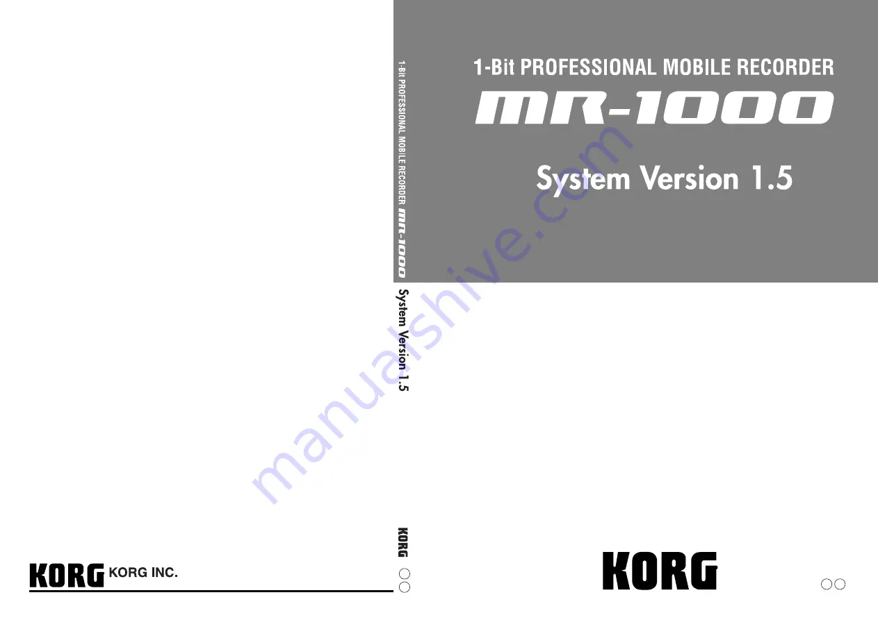 Korg MR-1000 Скачать руководство пользователя страница 1