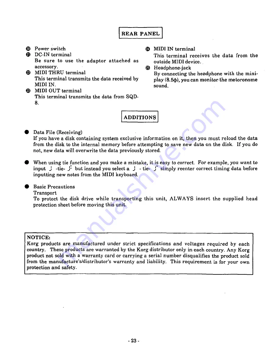 Korg SQD-8 Owner'S Manual Download Page 21