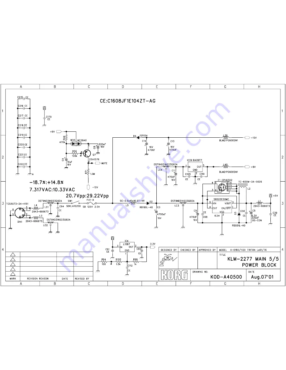 Korg TRITON Le Service Manual Download Page 11