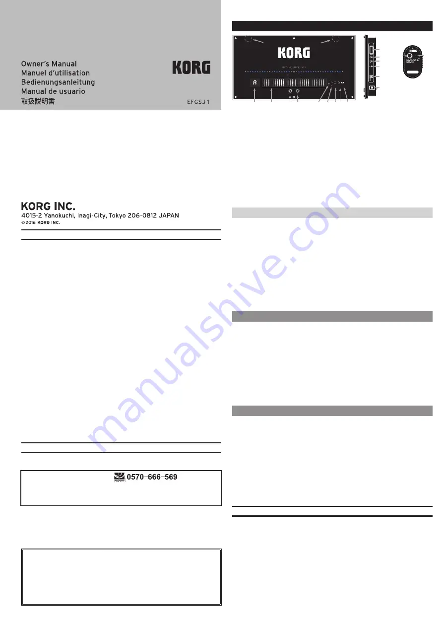 Korg WDT-1 Owner'S Manual Download Page 1