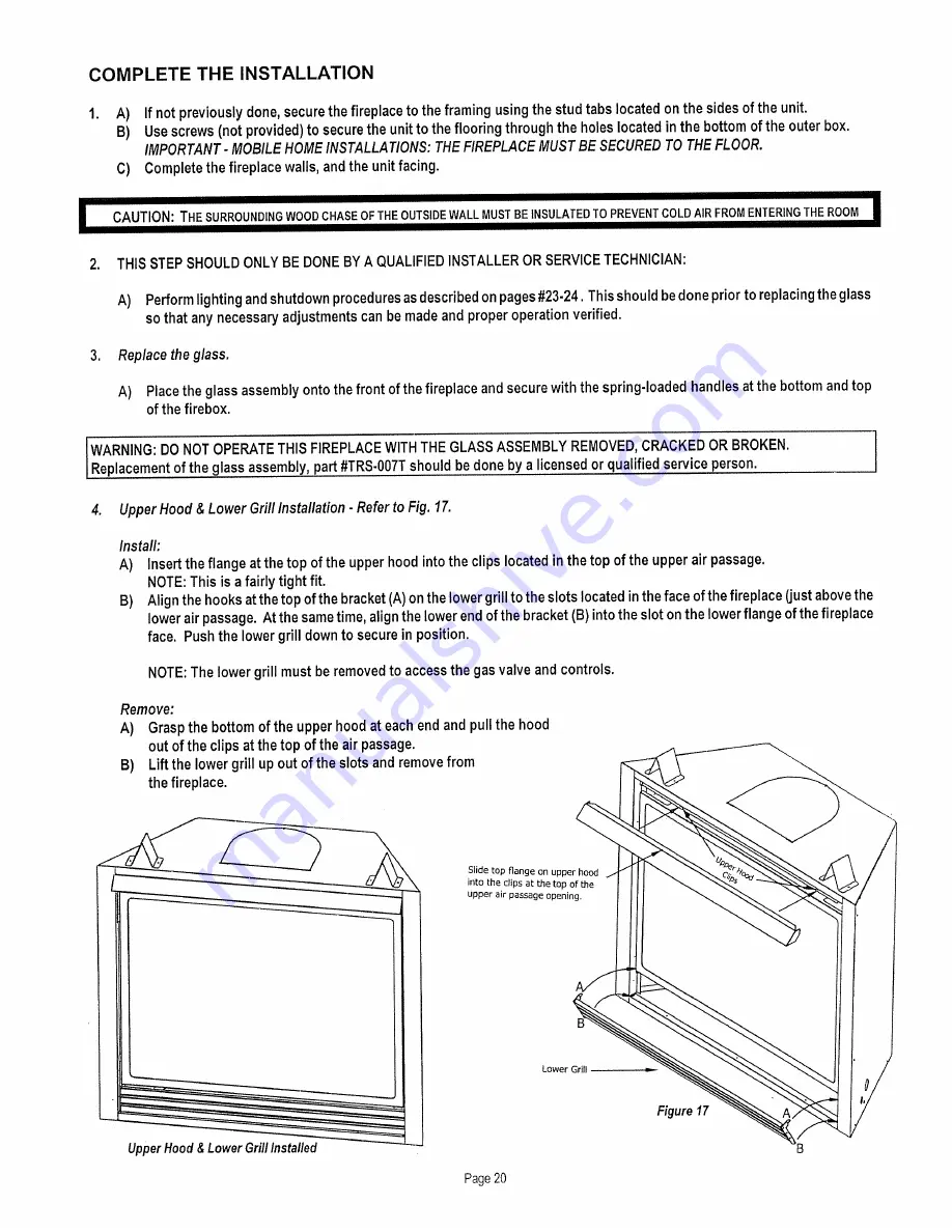 kozy heat KH-36TRS Installation And Operating Manual Download Page 21