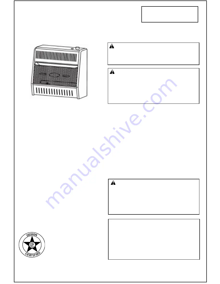 Kozy-World KGH 301 Owner'S Operation And Installation Manual Download Page 1