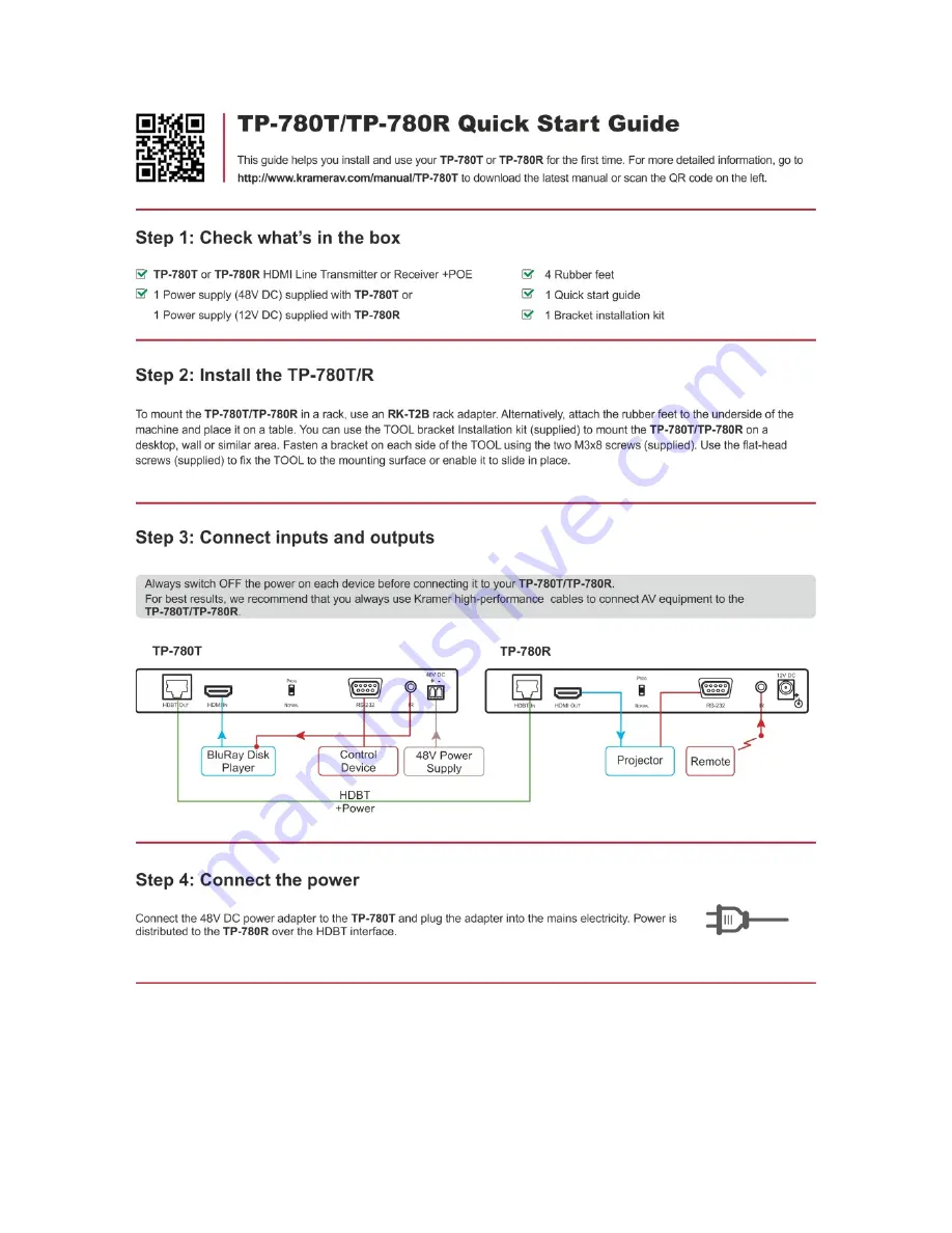 Kramer TP-780R User Manual Download Page 2