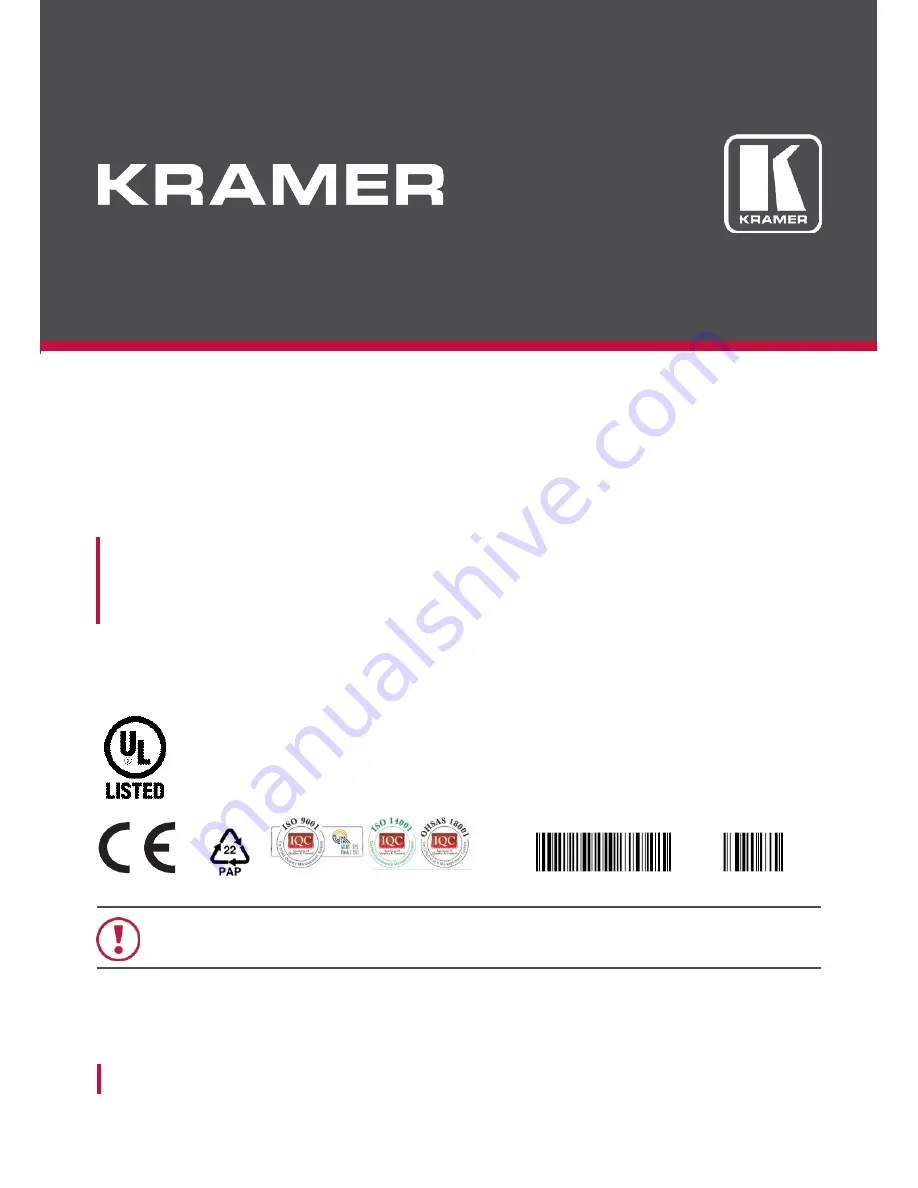 Kramer TS-1WUS Скачать руководство пользователя страница 1