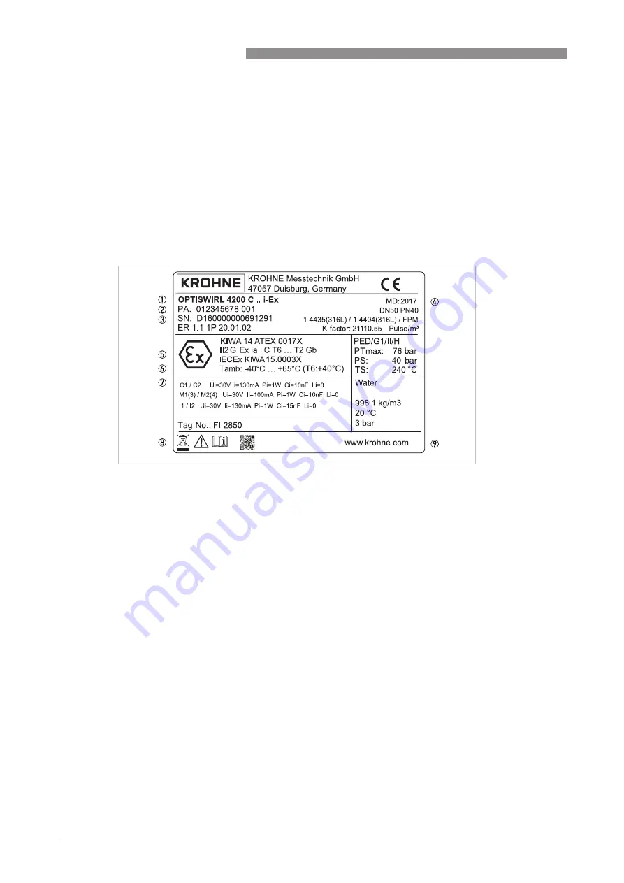 KROHNE OPTISWIRL 4200 C FF i Ex Скачать руководство пользователя страница 6