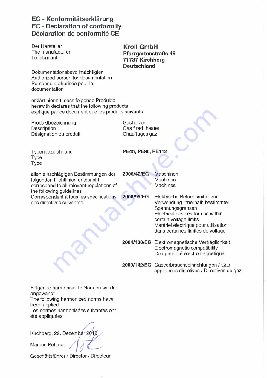 Kroll PE112 Instruction Manual Download Page 39