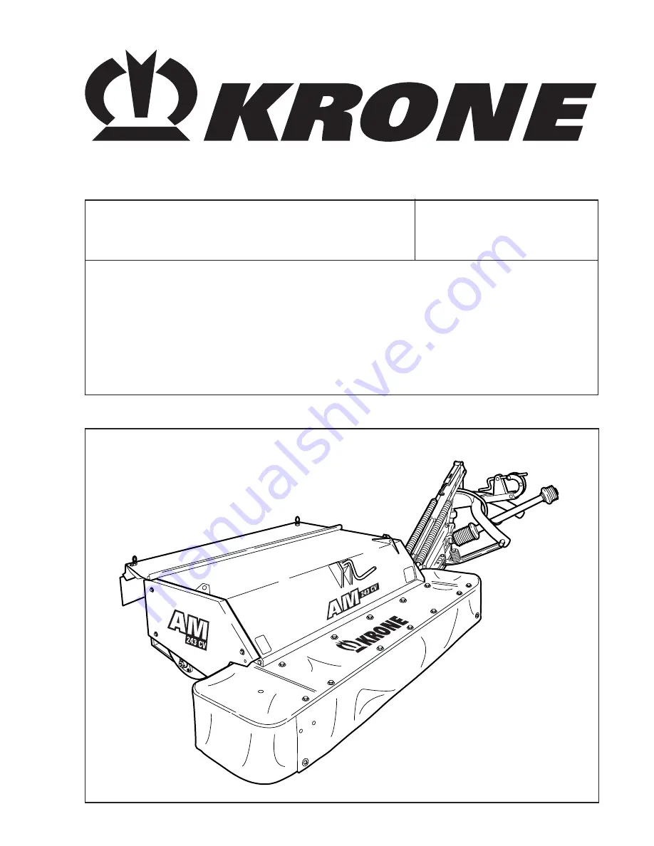 Krone AM 203 CV Скачать руководство пользователя страница 1