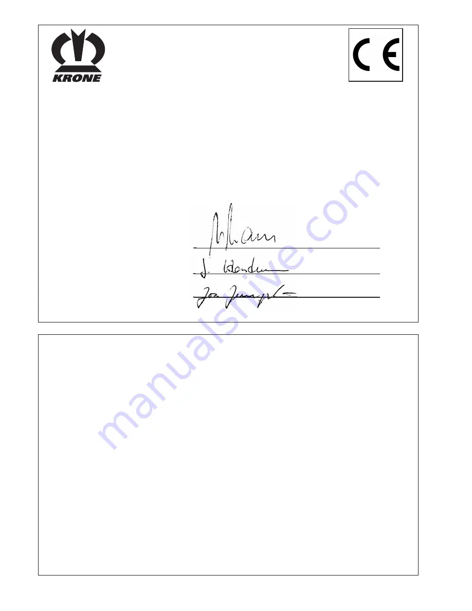 Krone AM 203 CV Operating Instructions Manual Download Page 2