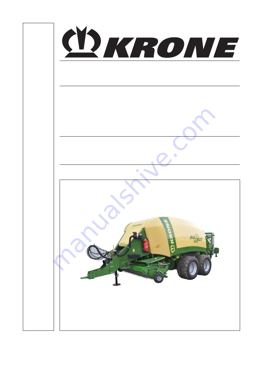 Krone Big Pack 1270 HS Original Operating Instructions Download Page 1