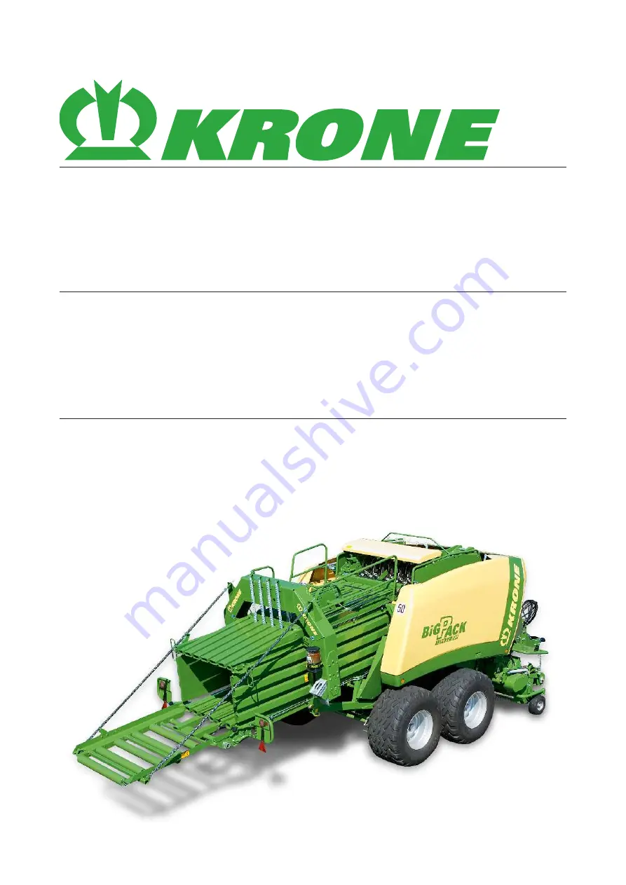 Krone Big Pack 1290 HDP Original Operating Instructions Download Page 1