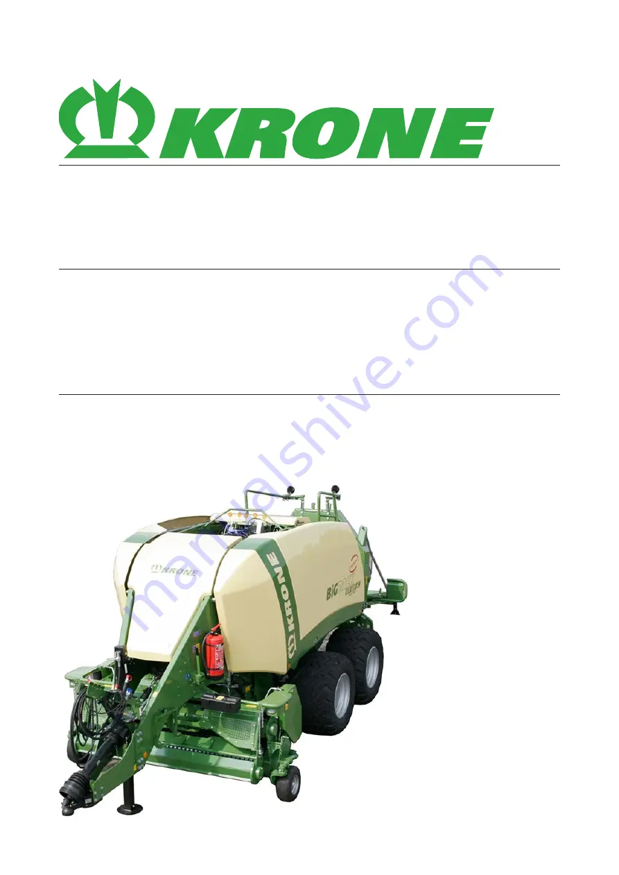 Krone BiG Pack 870 HDP XC Original Operating Instructions Download Page 1