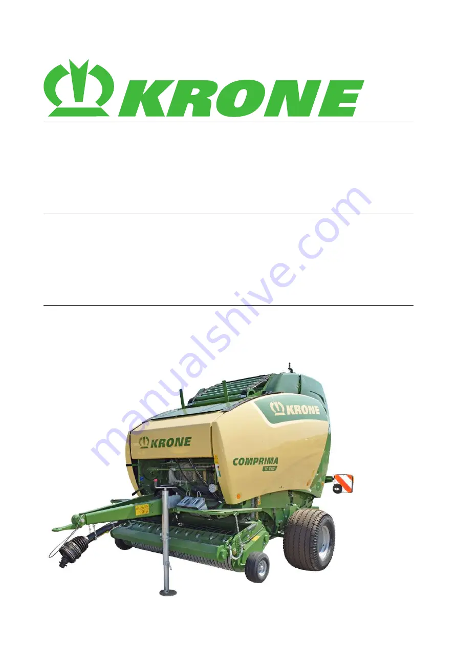 Krone Comprima V 180 Original Operating Instructions Download Page 1