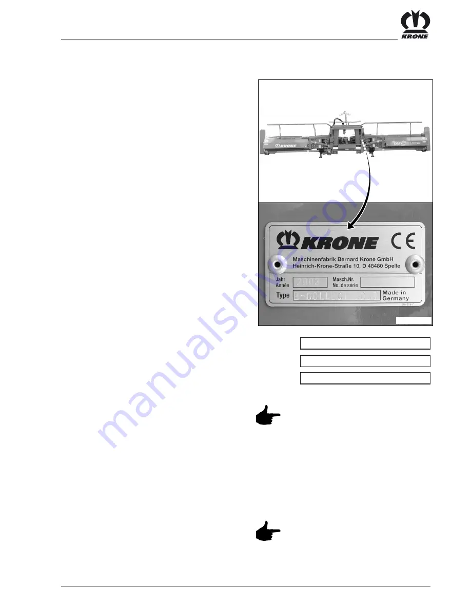 Krone EASYCOLLECT 6000 Operating Instructions Manual Download Page 5