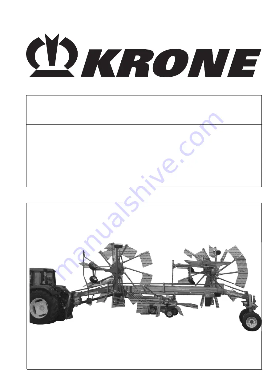 Krone Swadro 1010 Operating Instructions Manual Download Page 1