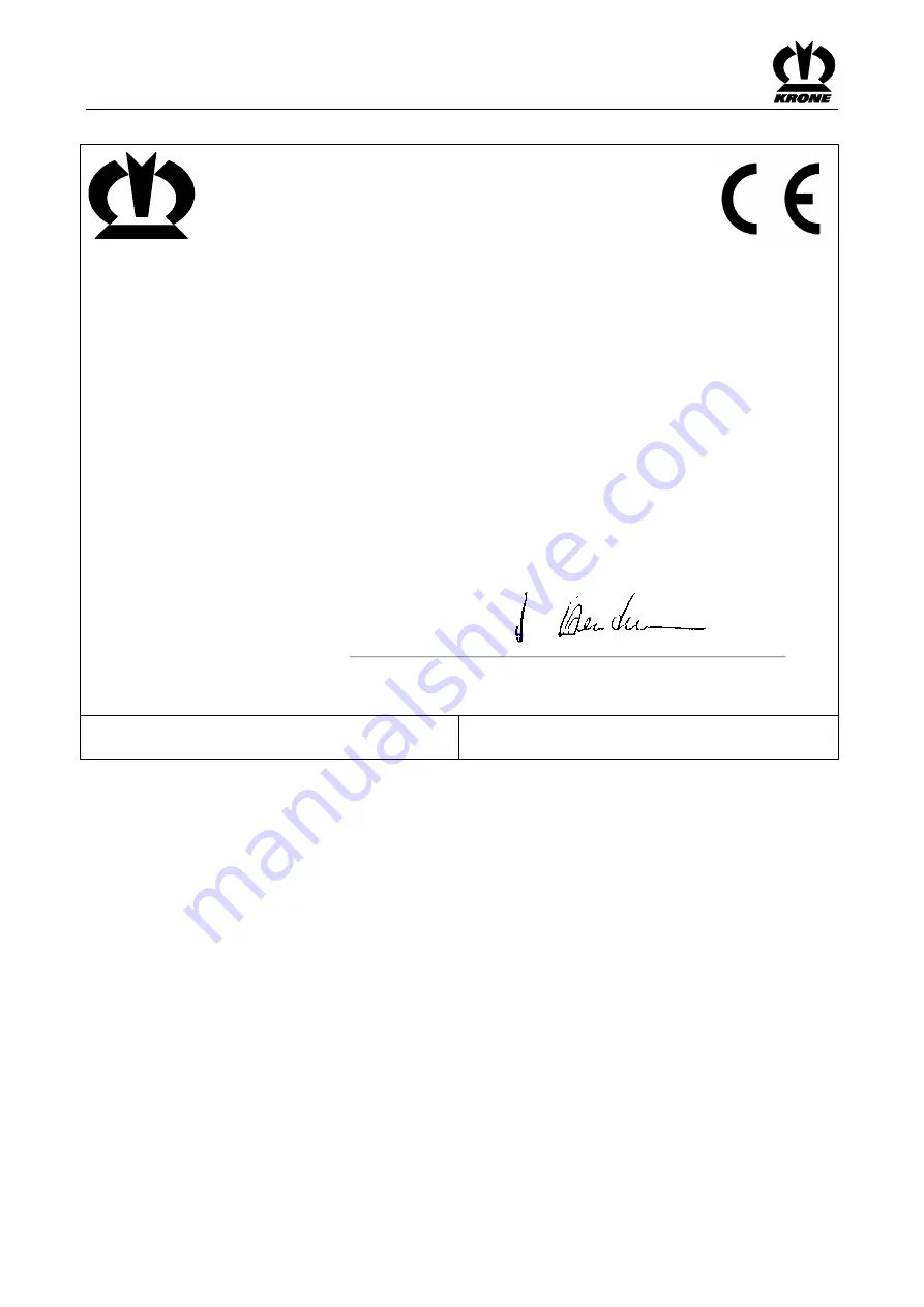 Krone Swadro 2000 Original Operating Instructions Download Page 2