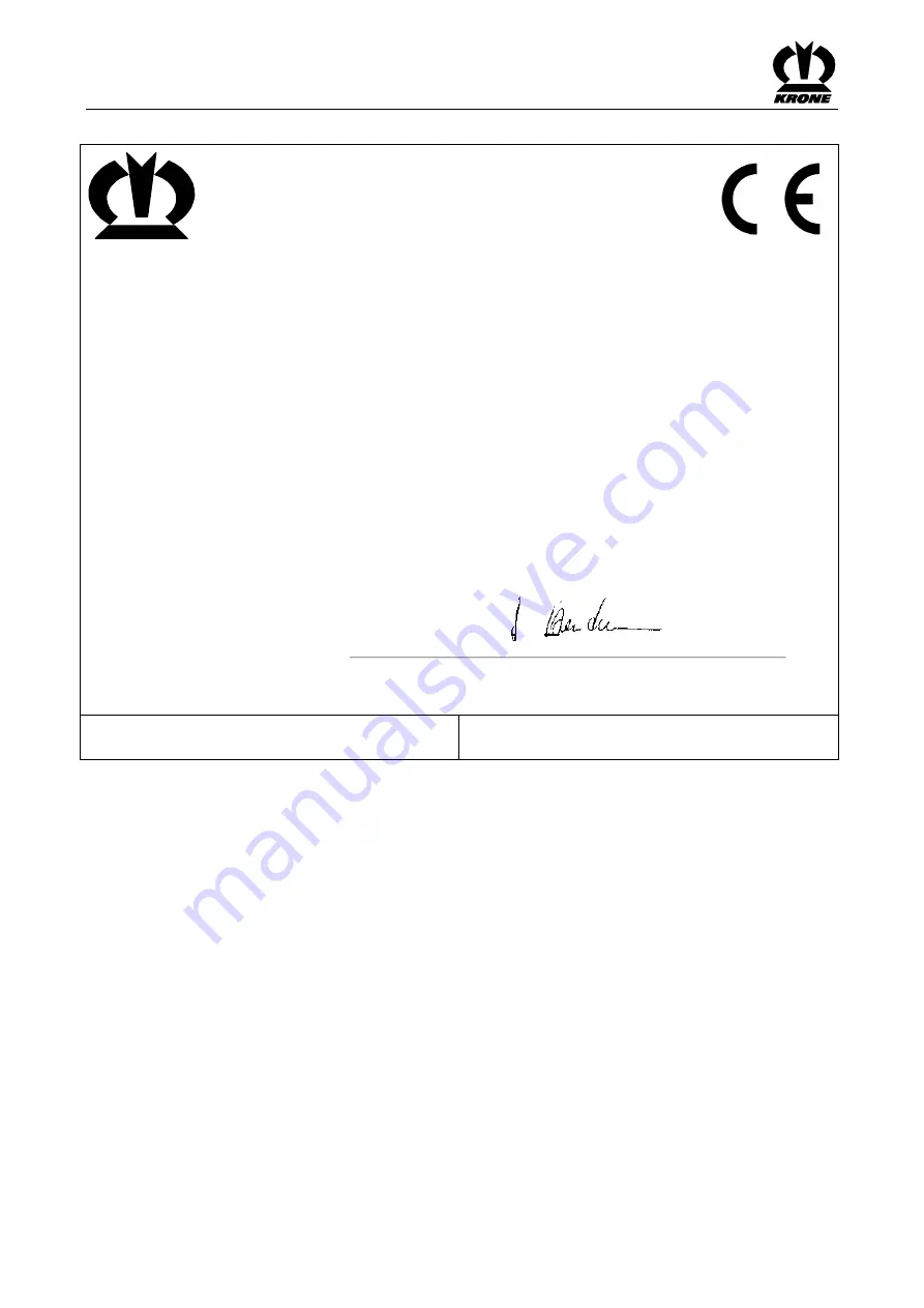 Krone Swadro 807 Original Operating Instructions Download Page 2