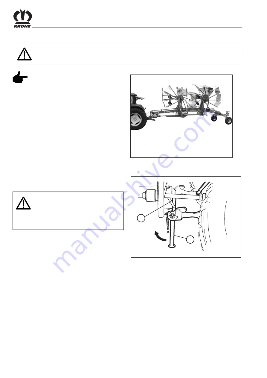 Krone Swadro 810 Operating Instructions Manual Download Page 22