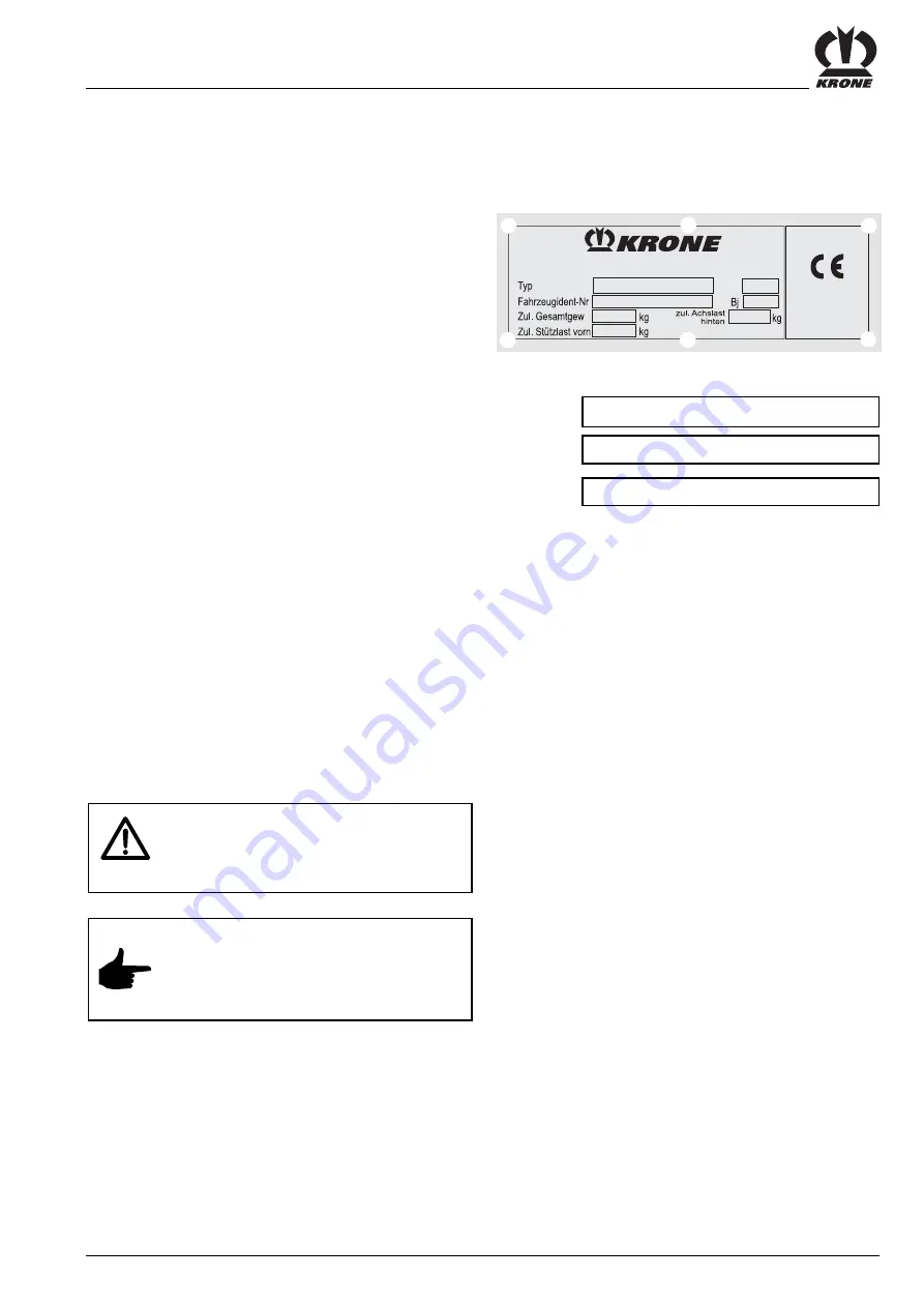 Krone TITAN 6/36 D Operating Instructions Manual Download Page 3