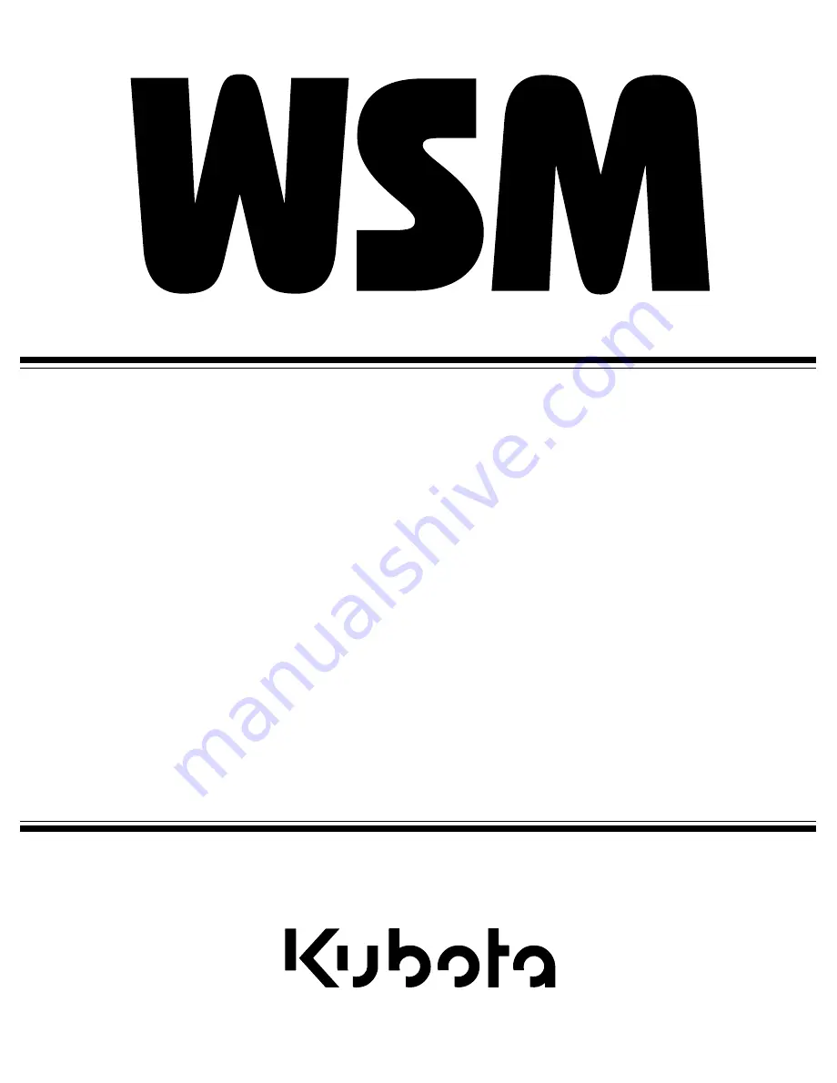 Kubota WSM STa-30 Workshop Manual Download Page 1