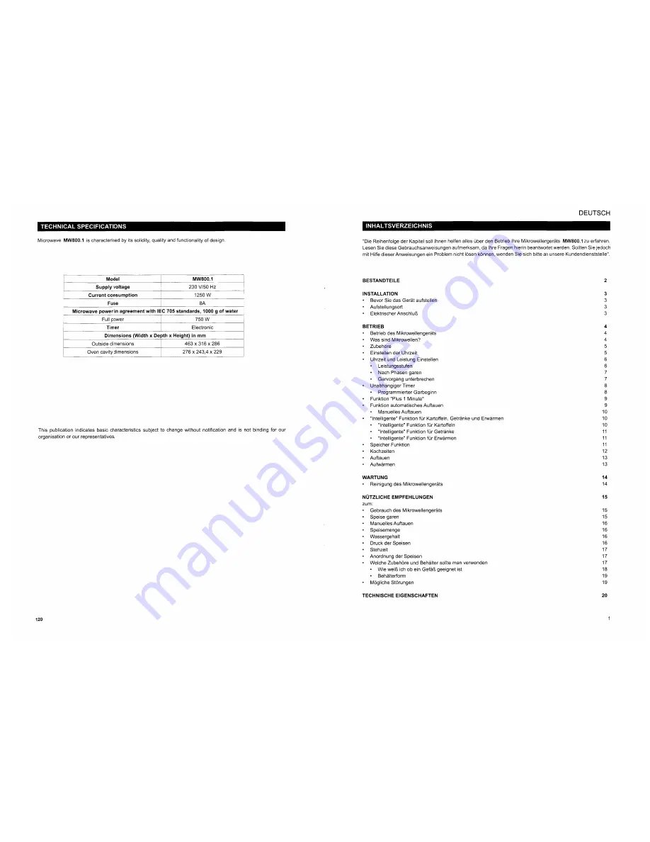 Kuppersbusch MW 800.1 Instruction Manual Download Page 2