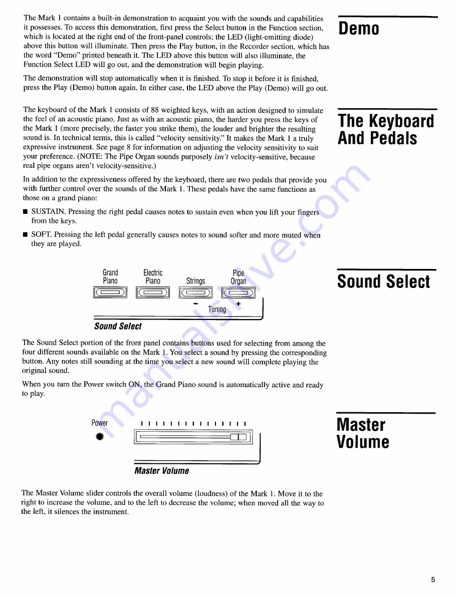 Kurzweil MARK 1 Owner'S Manual Download Page 5