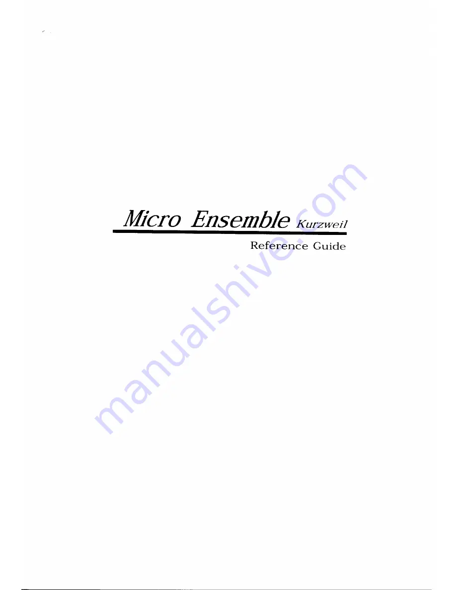 Kurzweil MICRO ENSEMBLE Reference Manual Download Page 1