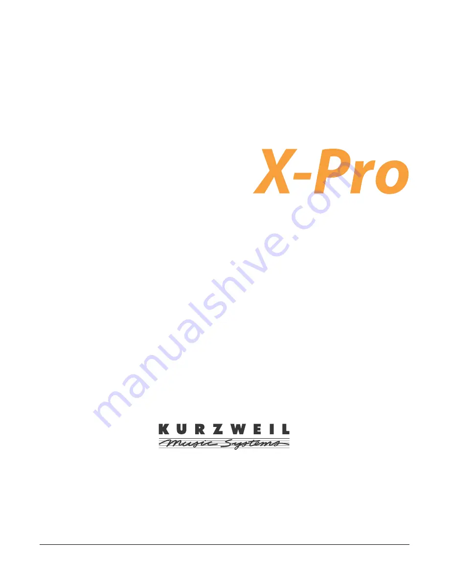 Kurzweil X-Pro BG Getting Started Manual Download Page 1