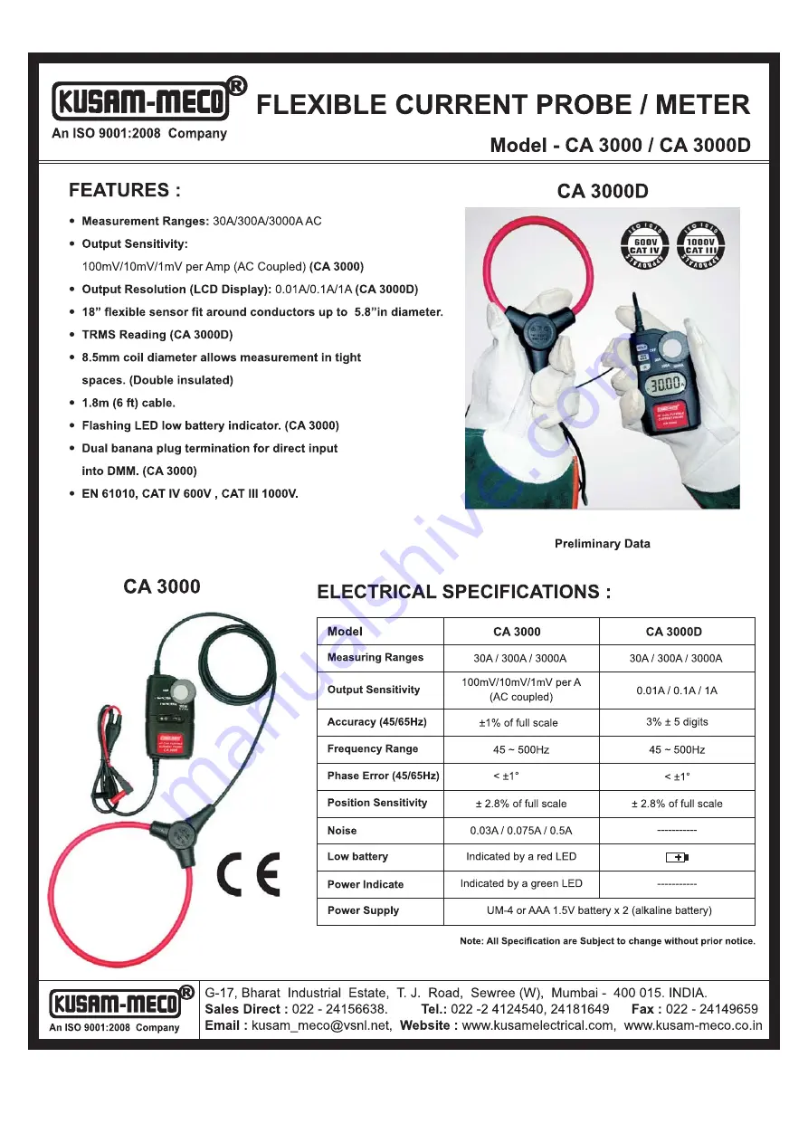 Kusam-meco CA 3000 Manual Download Page 1