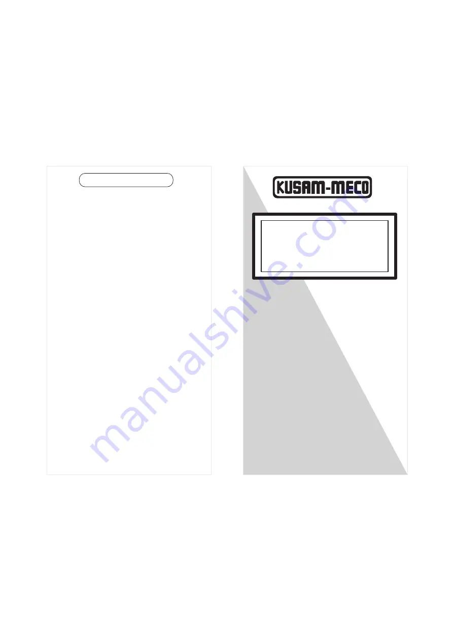 Kusam-meco KM 181 Operation Manual Download Page 1