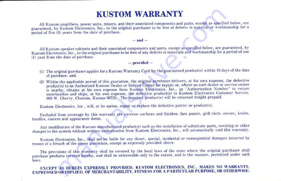 Kustom XII SRM Owner'S Manual Download Page 2