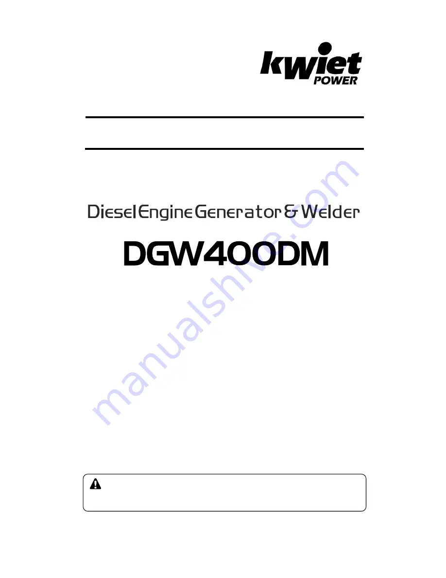 kWiet Power dgw400dm Owner'S And Operator'S Manual Download Page 1