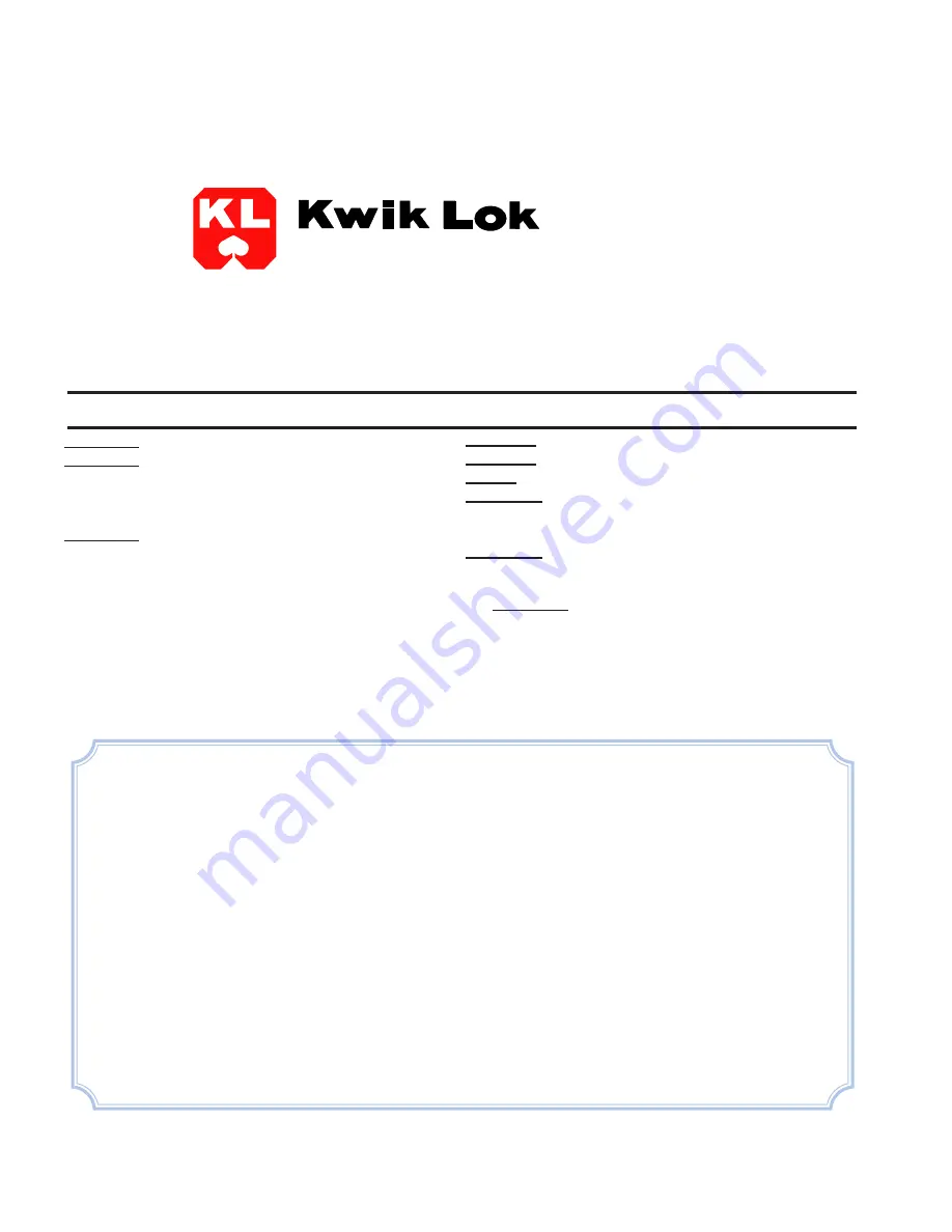 Kwik Lok 893A ULTRA Instruction Manual Download Page 106