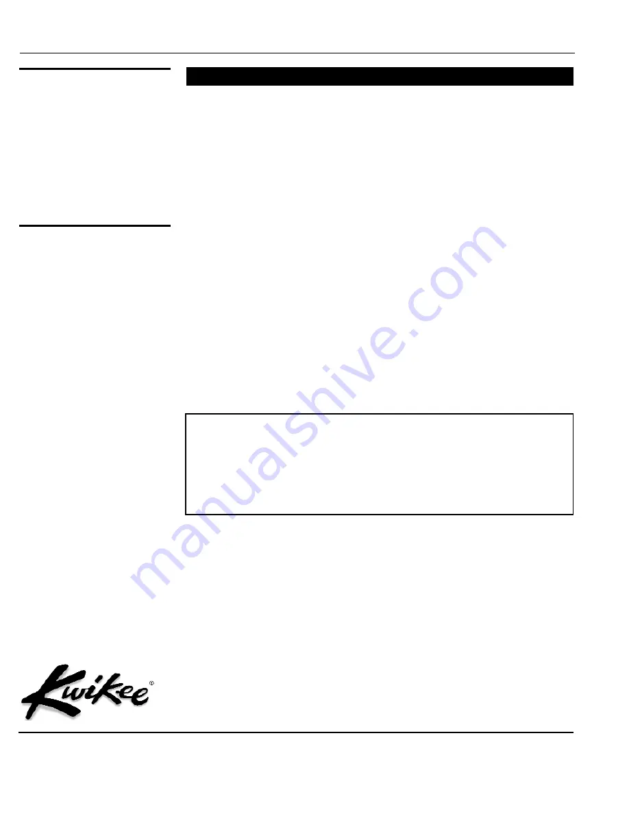 Kwikee level best 2000 Operation Manual Download Page 8