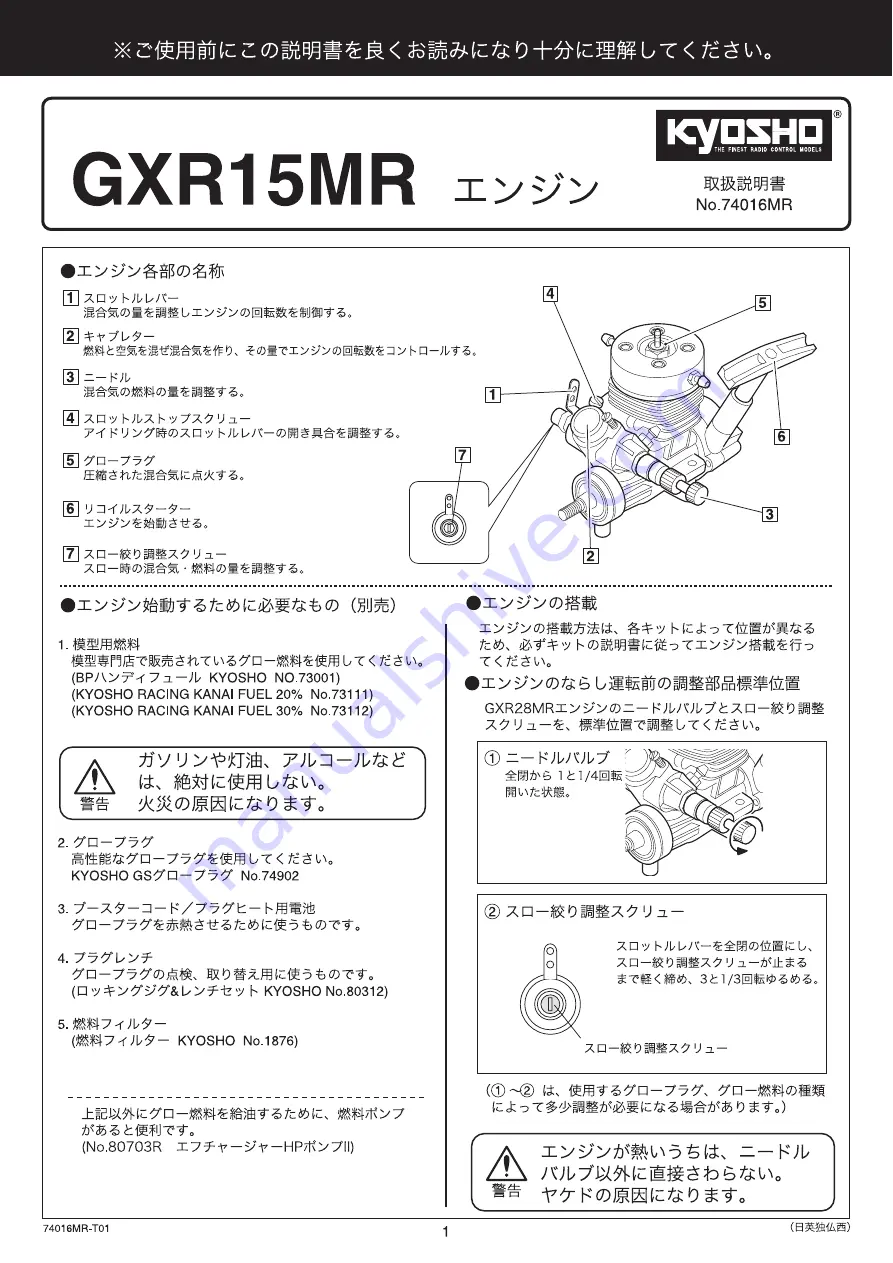 Kyosho GXR15MR Скачать руководство пользователя страница 1