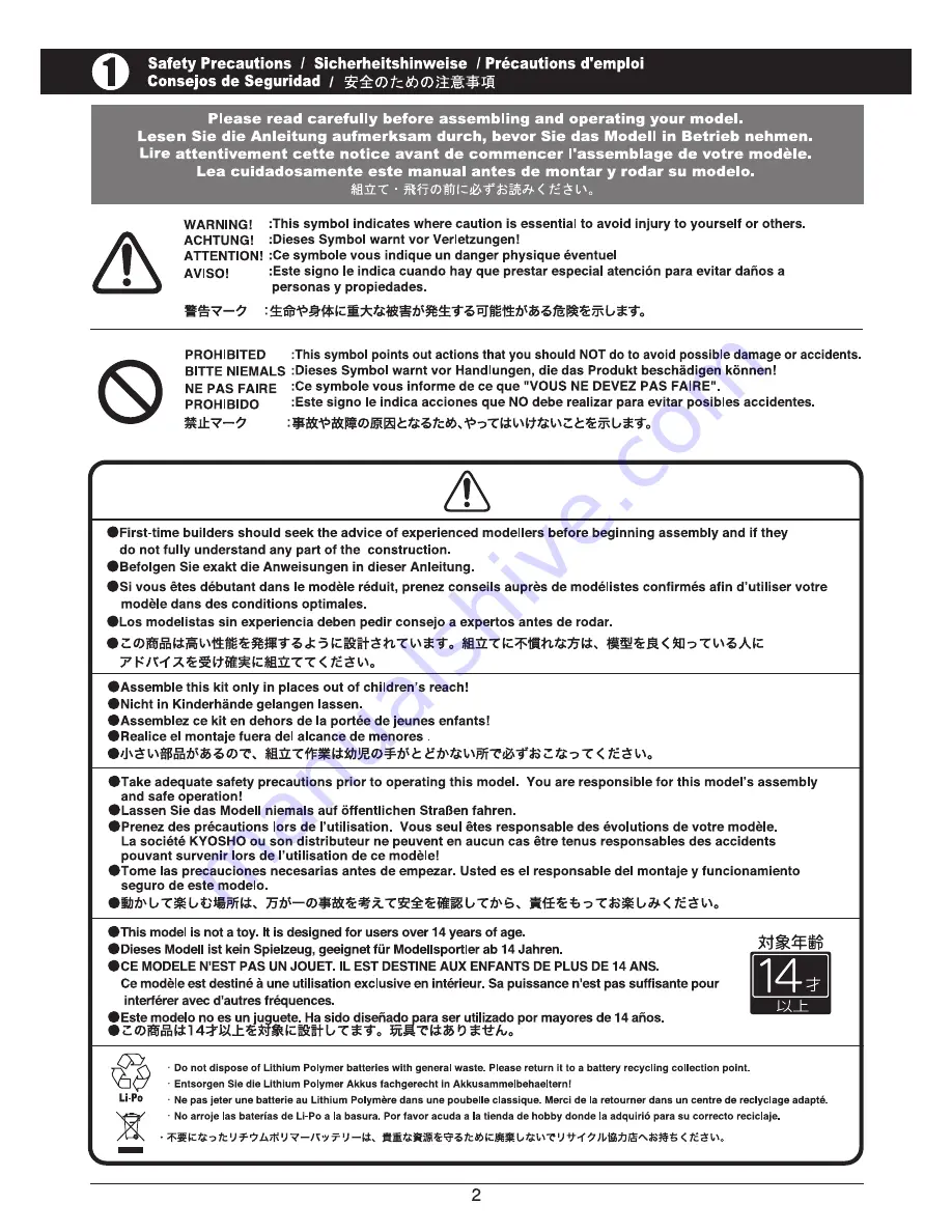 Kyosho PIPER PA34 VE29 TWIN Instruction Manual Download Page 2